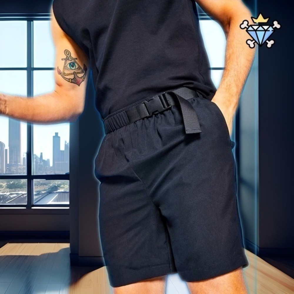 ROYALTY BY MALUMA CREATED FOR MACYS RELAXED FIT BLACK BELTED SWIM SHORTS SIZE XL